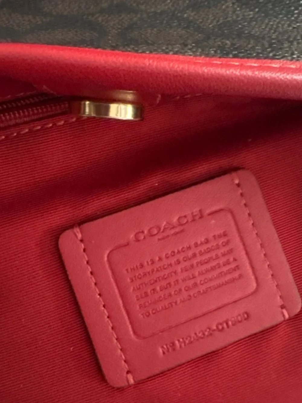 Coach City Bucket Bag Signature Canvas with Red Trim and Gold Hardware